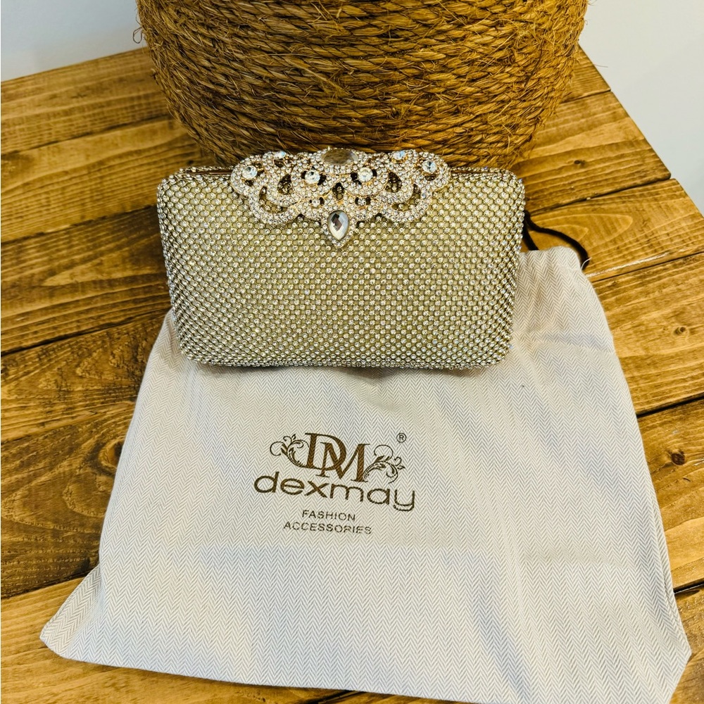 NWOT Dexmay Luxury Women Clutch Purse Rhinestone Crystal Evening Bag